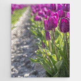 Purple tulip field in the Netherlands art print - bright flower nature and travel photography Jigsaw Puzzle