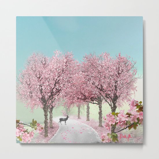 Cherry Blossom Lane Metal Print