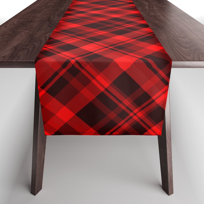 Red and Black Plaid Tartan Table Runner
