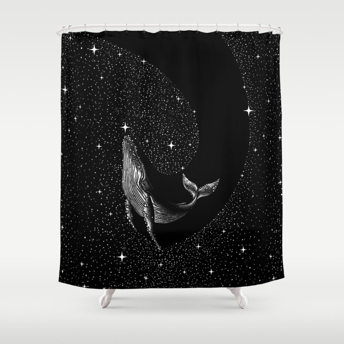 Starry whale (Black Version) Shower Curtain