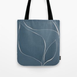 Abstract line-art leafy trio 4a - dark blue Tote Bag