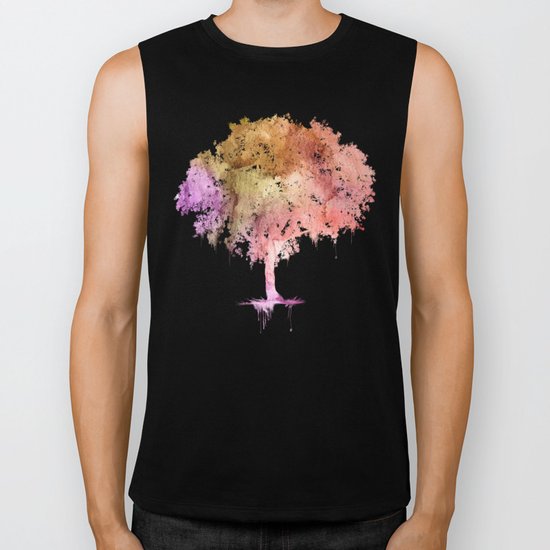 Watercolor tree painting Biker Tank