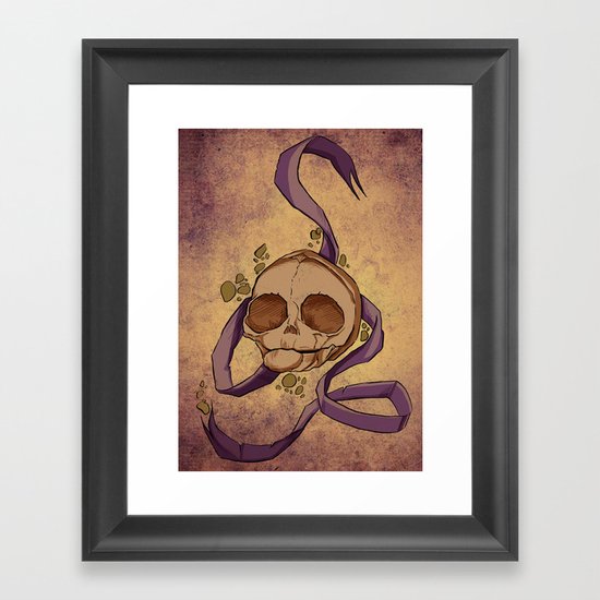 Skull and ribbon Framed Art Print