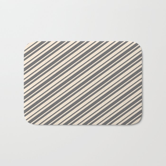 Beige and Dim Gray Colored Lines/Stripes Pattern Bath Mat