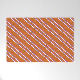[ Thumbnail: Chocolate, Orchid, and Light Cyan Colored Striped/Lined Pattern Welcome Mat ]