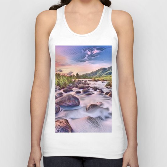 Gorgeous Epic River in Landscape with Rocks Unisex Tank Top