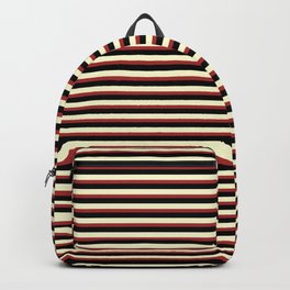 [ Thumbnail: Light Yellow, Brown & Black Colored Lines/Stripes Pattern Backpack ]