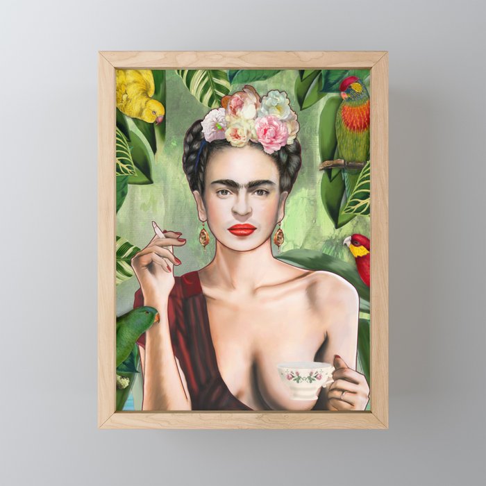 Frida con Amigos Framed Mini Art Print