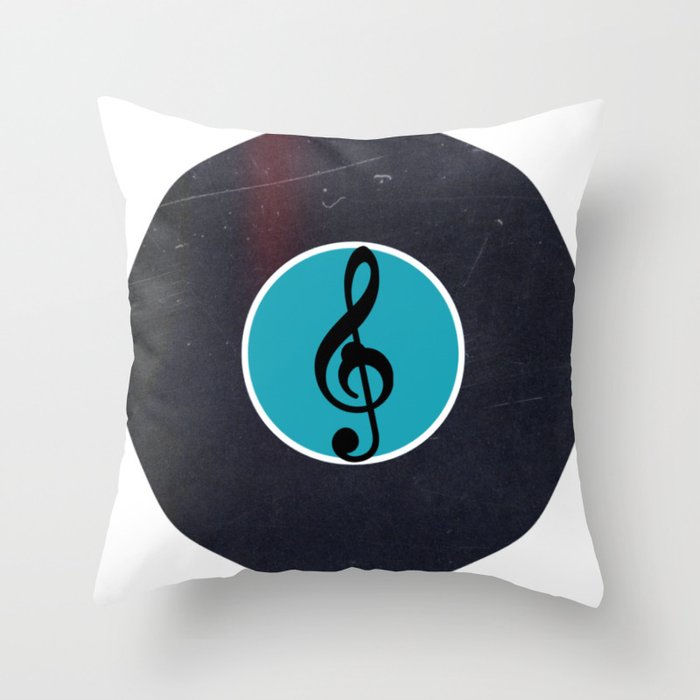 Vinyl Record Art G Clef Musical Note Throw Pillow