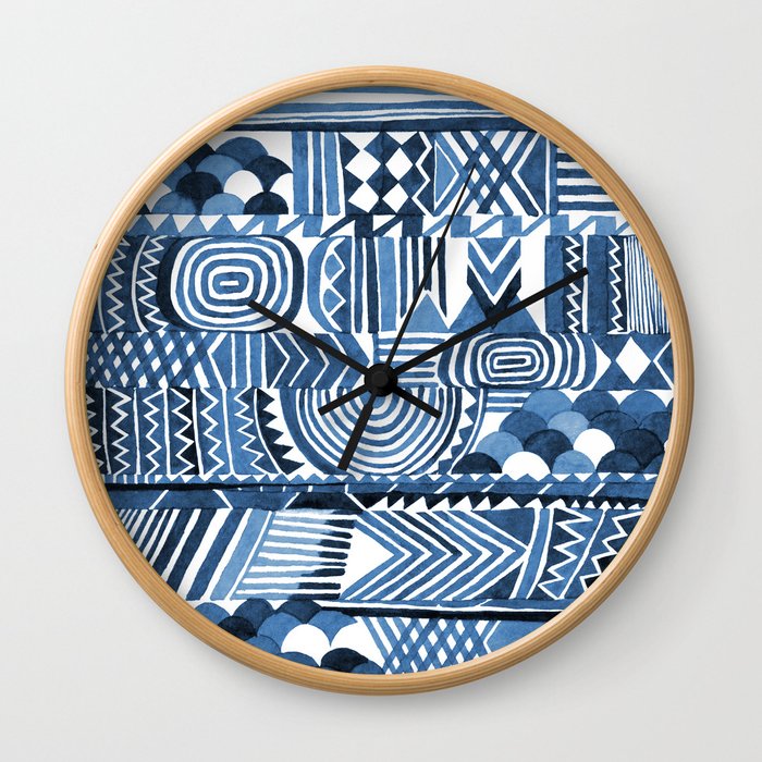 Circle Pattern Blue Wall Clock