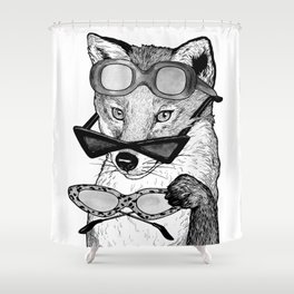 Playful Fox in Retro glasses Shower Curtain