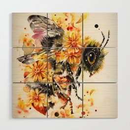 The Bee Yellow Flower Wood Wall Art