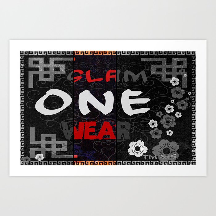 Slam One Wear Chinese Garden B/W Art Print