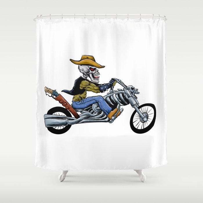 Skull Ride A Big Motorcycle Shower Curtain By Marios Society6 Skull Ride A Big Motorcycle Shower, Motorcycle Shower Curtain