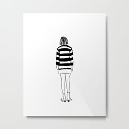 Hipster Girl Striped Shirt Illustration Metal Print | Hipsters, Chalk Charcoal, Stellaserneart, Artsygirl, Girlillustration, Hipsterdrawing, Drawing, Illustration, Girl, Stellaserne 