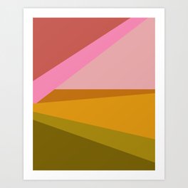 Colorful Geometric Abstract in Pink, Mustard, and Green Art Print