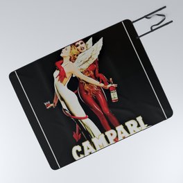 Vintage Campari Italian Bitters Aperitif Angel and Devil Advertisement Poster Picnic Blanket