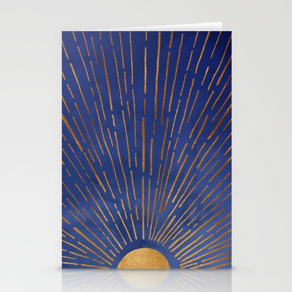 Twilight Blue and Metallic Gold Sunrise Stationery Cards