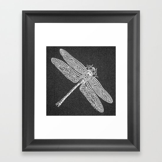 Black And White Dragonfly Framed Art Print