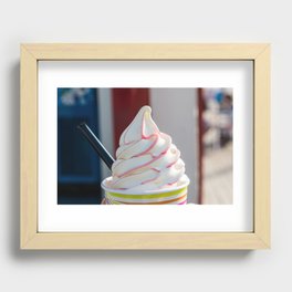 Soft serve colorful stripes in vanilla ice cream Recessed Framed Print