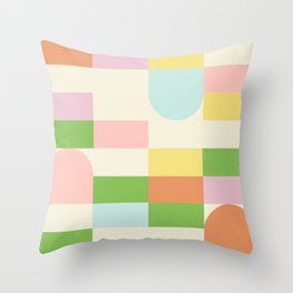 Neon Pastel Geometric block Pattern Throw Pillow