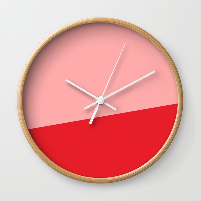 Stripe Block (red/pink) Wall Clock