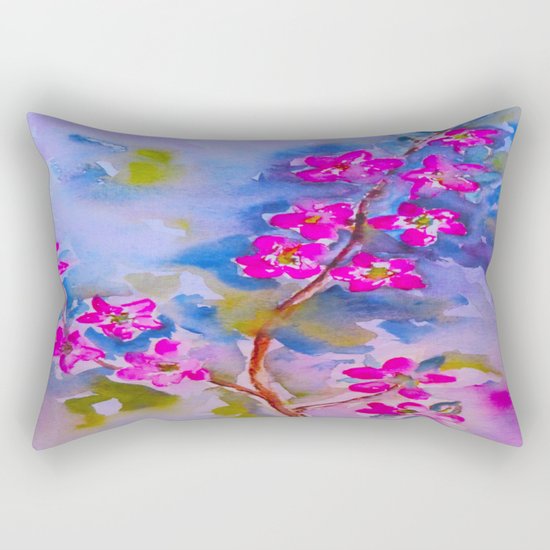 Watercolor Flowers Rectangular Pillow