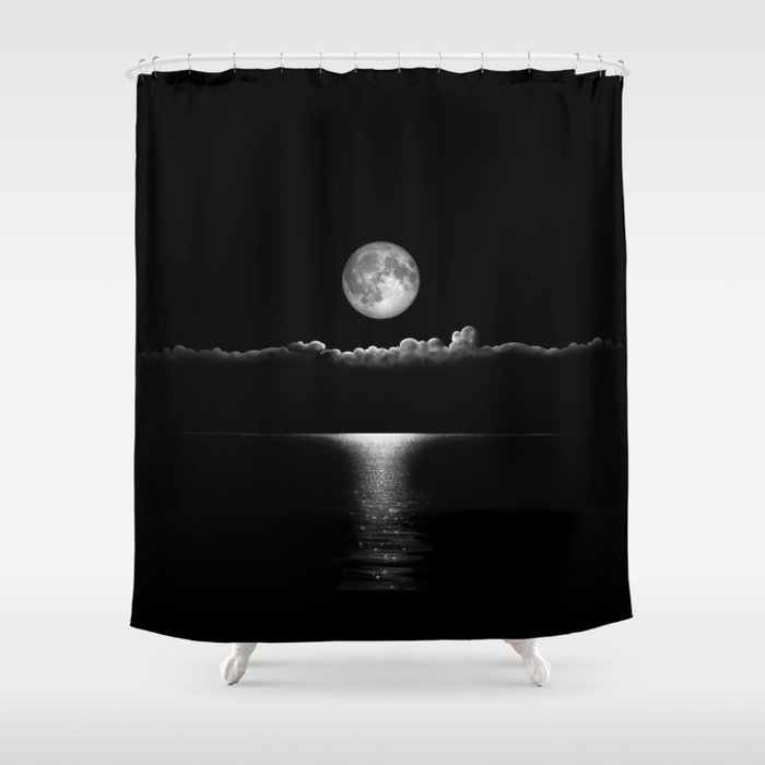 Perfect Black Night Moon Shower Curtain