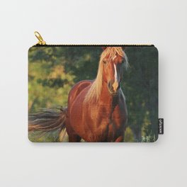 Vertical Shot Beautiful Brownish Horse Standing Carry-All Pouch
