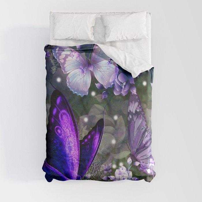 Lavender Butterfly Garden  Duvet Cover