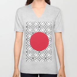 red geometric circle V Neck T Shirt