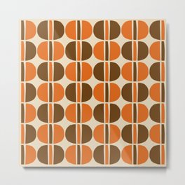 Mid Century Modern Geometric Pattern 127 Beige Brown and Orange Metal Print | 1970S, Midcenturymodern, Beige, Modern, Atomicage, Geometric, 1960S, Pattern, Minimalist, Orange 