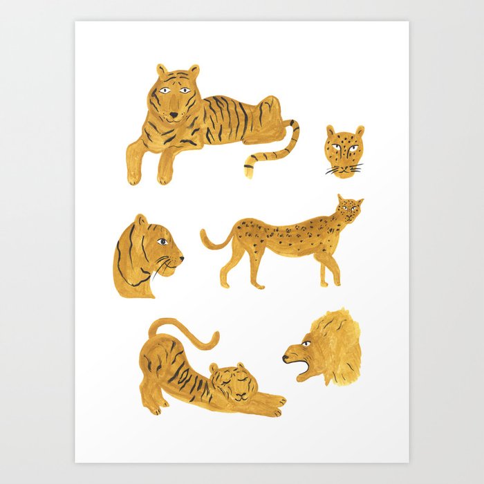 Tiger Lion Cheetah Art Print