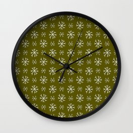 snowflake 18 For Christmas Green Wall Clock