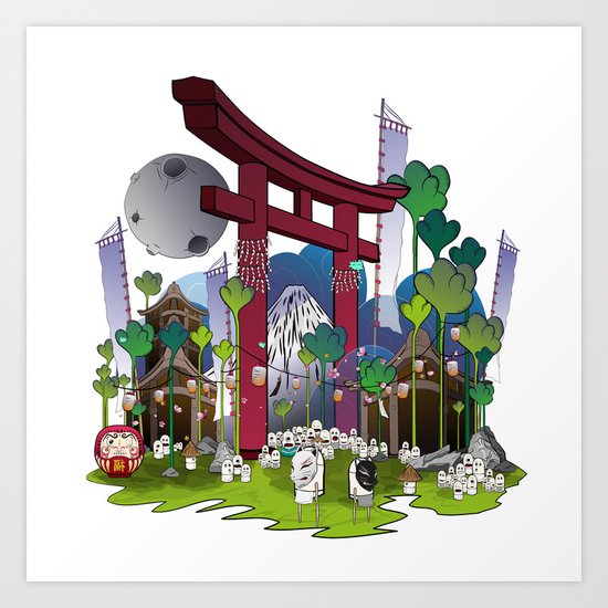 Torii night scene Art Print