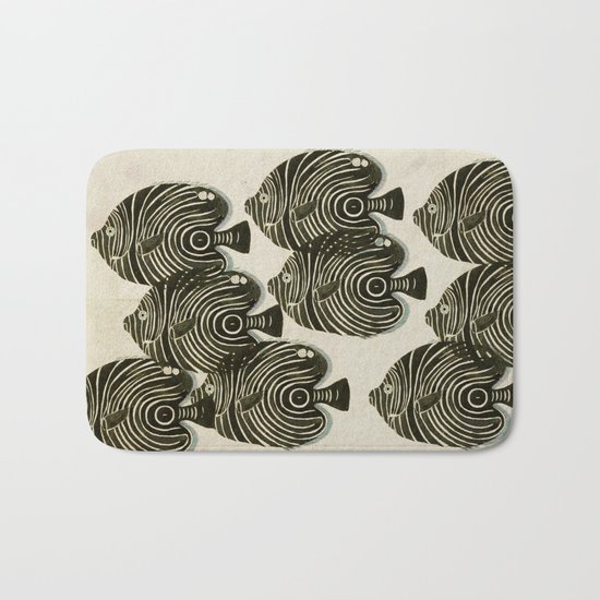 Shoal of Black Fish Bath Mat