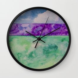 just stripes Wall Clock | Abstract, Blue, Green, Watercolor, Stripes, Painting, Purple 