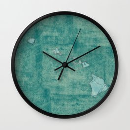 Hawaii State Map Blue Vintage Wall Clock