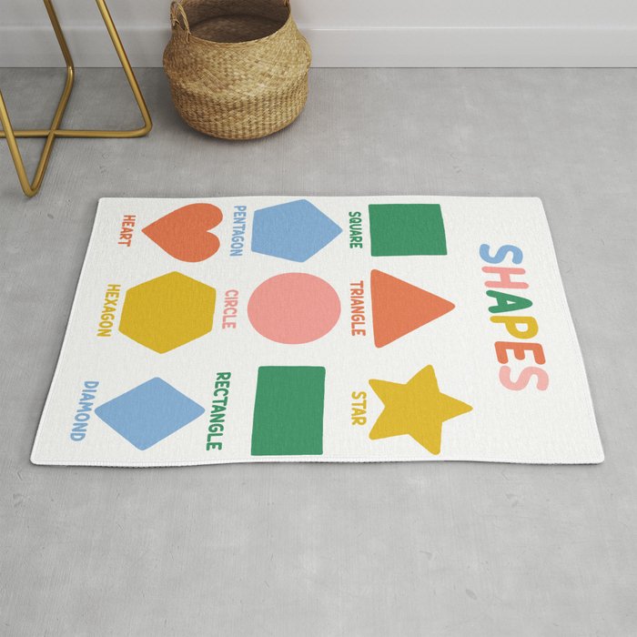 Shapes Poster - Colorful Geometry Education Nursery Prints Rug