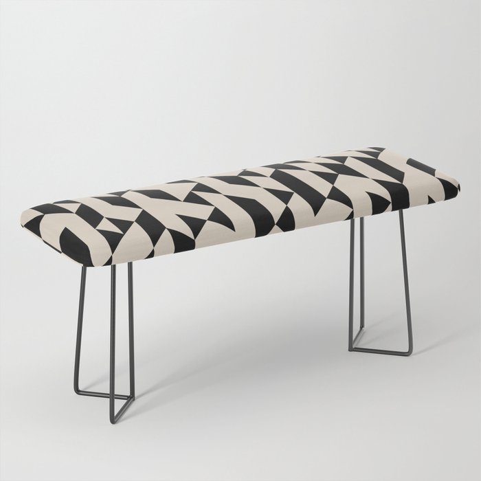 Abstract Geometric Pattern Black and Ivory Bench