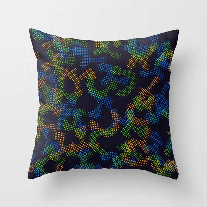 Green, Blue & Orange Color Dotted Design  Throw Pillow