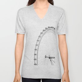 Ferris Wheel (Black and White) V Neck T Shirt