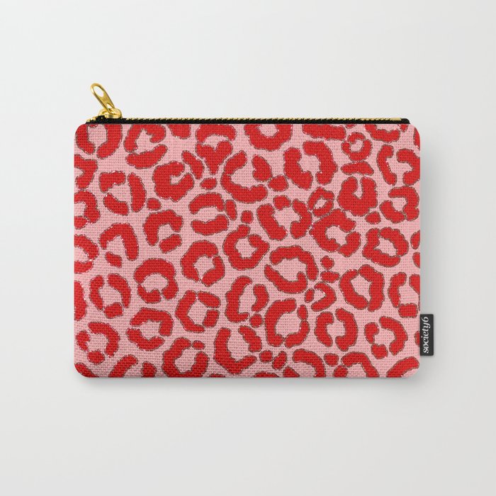 Bold Modern Red Pink Leopard Animal Print Carry-All Pouch