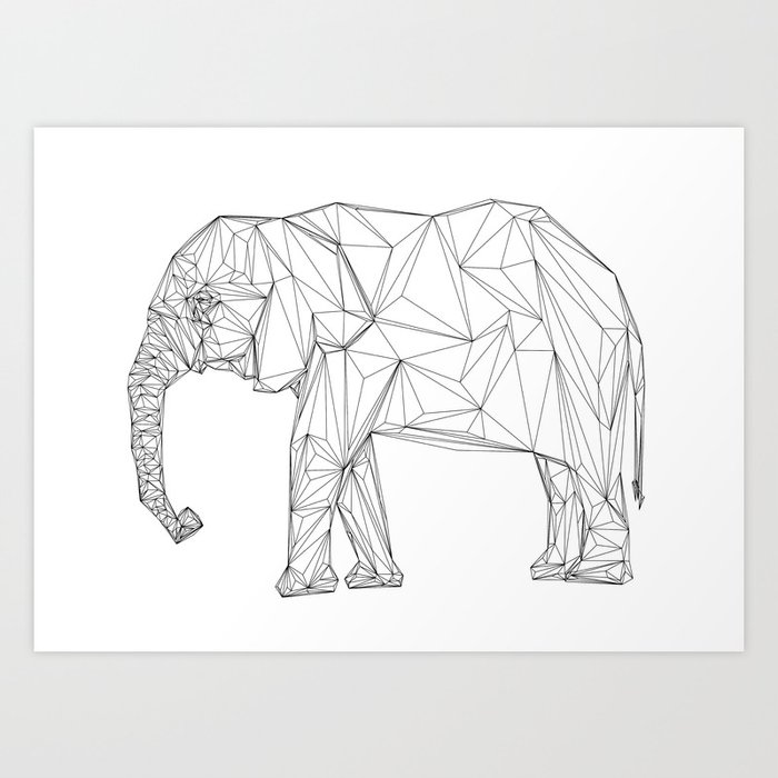 Geometric Lines Elephant Art Print By Pmstudio Society6