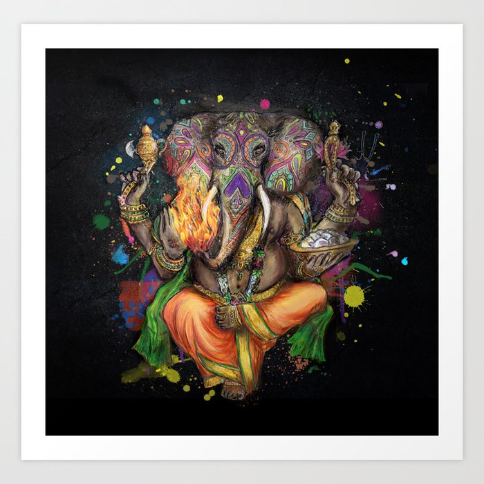 Colorful Ganesh Art Print