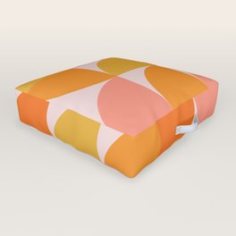 Mid Century Mod Geometry in Pink and Orange Outdoor Floor Cushion