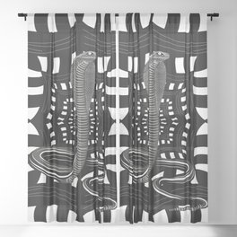 Hypnotizing snake on optic illusion black and white Sheer Curtain