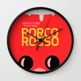 Porco Rosso, japanese movie poster, classic anime, cult manga, Marco Pagot, japan film, alternative movies art, minimalist playbill Wall Clock