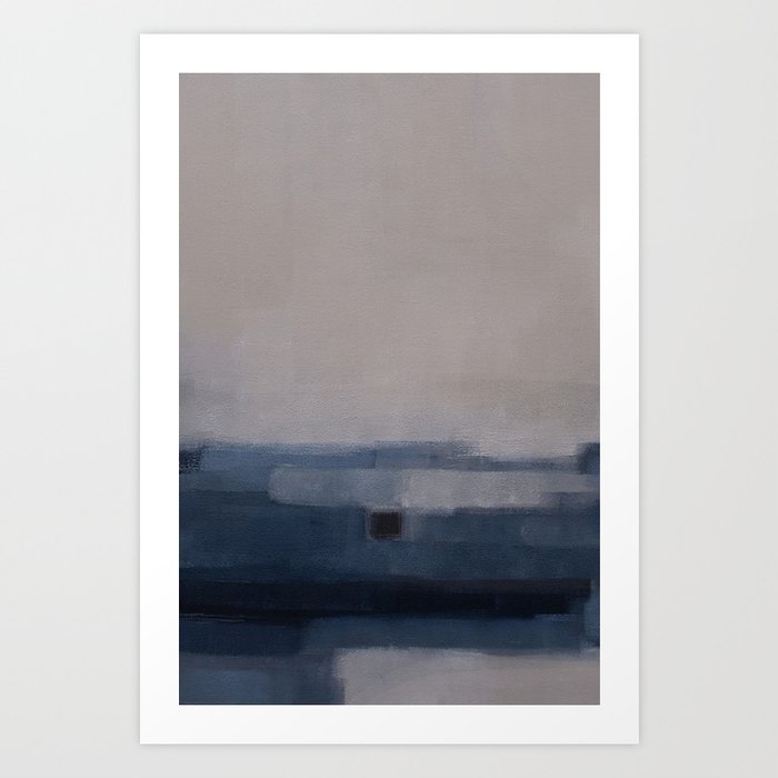 Beige blue landscape Art Print