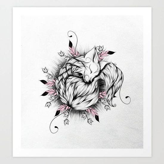 Little Fox Pink Version Art Print